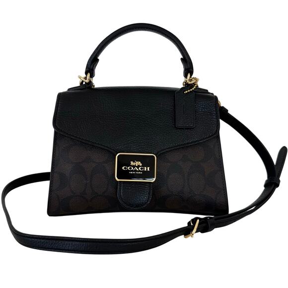 Coach Pepper Satchel In Signature Canvas Leather Crossbody Handbag Satchel C7226 - Picture 1 of 14